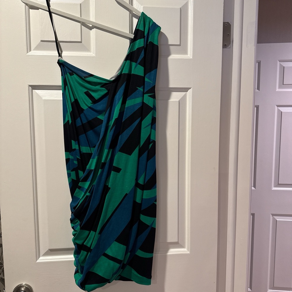 Diane Von Furstenberg Green and Black off the shoulder Dress